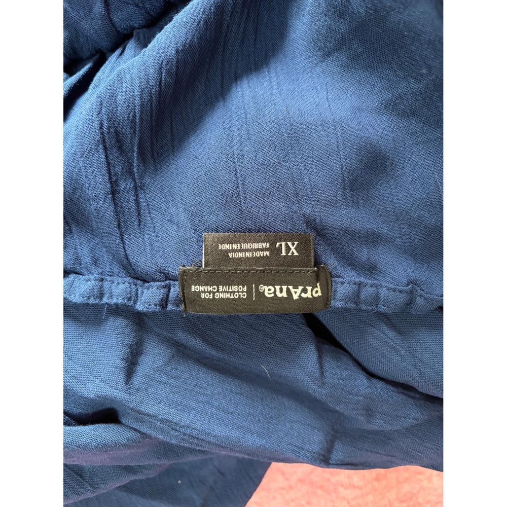 Prana Blue Surplice Halter Jumpsuit Smocked Waist Jogger Leg XL - Picture 3 of 5
